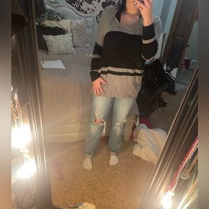 oversized black and gray sweater